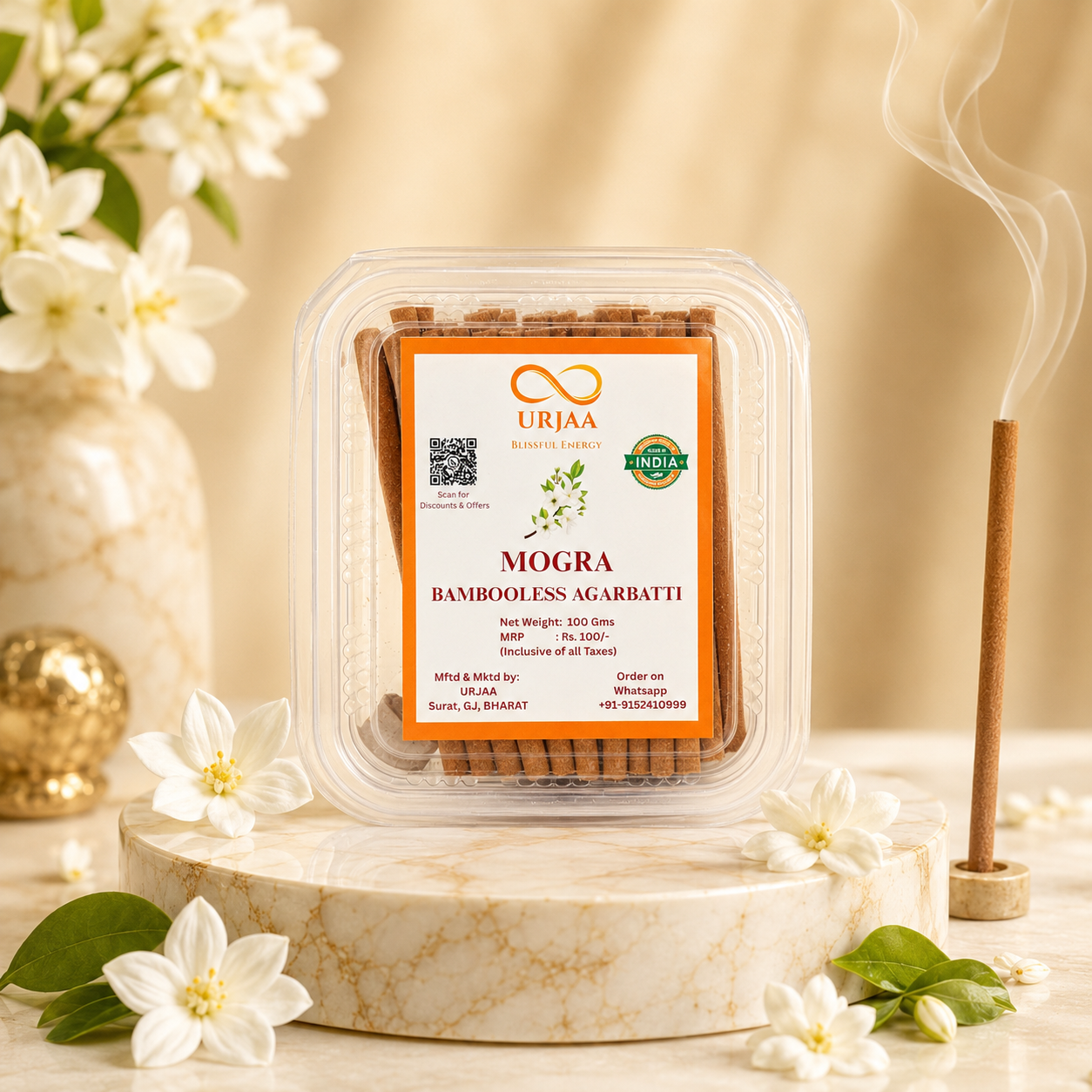 Mogra Bambooless Incense Sticks (Dhoop Sticks)